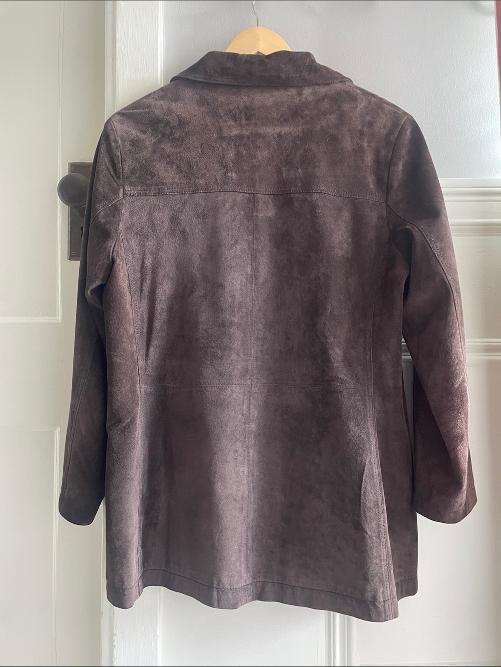 Vintage 90s Chocolate brown suede leather jacket- S/M - Picture 2 of 13